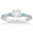 Marquise & Dot Blue Topaz Diamond Engagement Ring 14k White Gold 0.24