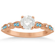 Marquise & Dot Blue Topaz Diamond Engagement Ring 18k Rose Gold 0.24