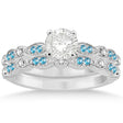 Marquise & Dot Blue Topaz & Diamond Bridal Set 18k White Gold 0.49ct