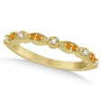 Marquise & Dot Citrine & Diamond Wedding Band 14k Yellow Gold 0.25ct
