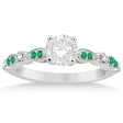 Emerald & Diamond Marquise Engagement Ring 18k White Gold (0.20ct)