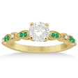 Emerald & Diamond Marquise Engagement Ring 18k Yellow Gold (0.20ct)