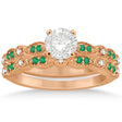 Petite Emerald & Diamond Marquise Bridal Set 14k Rose Gold (0.41ct)