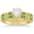Petite Emerald & Diamond Marquise Bridal Set 18k Yellow Gold (0.41ct)