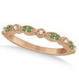 Petite Emerald & Diamond Marquise Wedding Band 18k Rose Gold 0.21ct