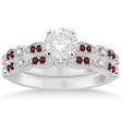 Marquise and Dot Garnet & Diamond Bridal Set 14k White Gold (0.49ct)