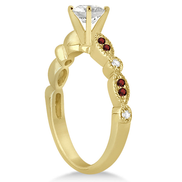 Marquise and Dot Garnet & Diamond Bridal Set 18k Yellow Gold (0.49ct)