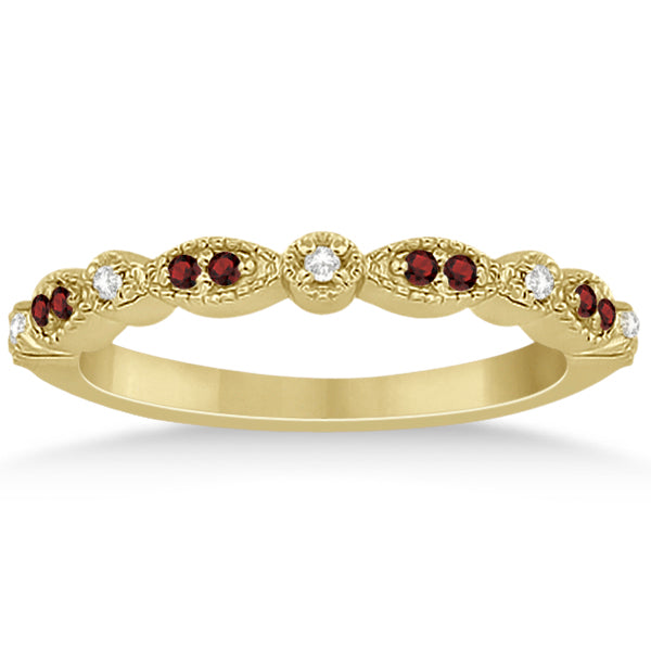 Marquise and Dot Garnet & Diamond Bridal Set 18k Yellow Gold (0.49ct)