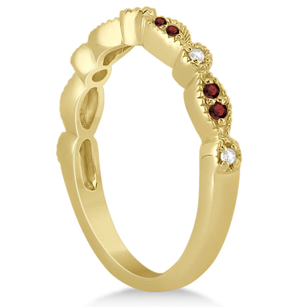 Marquise and Dot Garnet & Diamond Bridal Set 18k Yellow Gold (0.49ct)