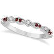 Marquise and Dot Garnet & Diamond Wedding Band 14k White Gold 0.25ct