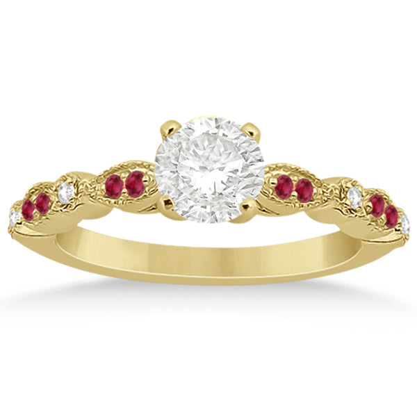 Ruby & Diamond Marquise Engagement Ring 14k Yellow Gold (0.20ct)