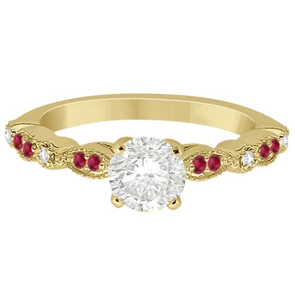 Ruby & Diamond Marquise Engagement Ring 14k Yellow Gold (0.20ct)