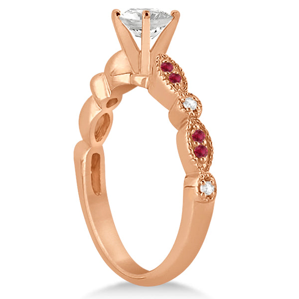 Ruby & Diamond Marquise Engagement Ring 18k Rose Gold (0.20ct)