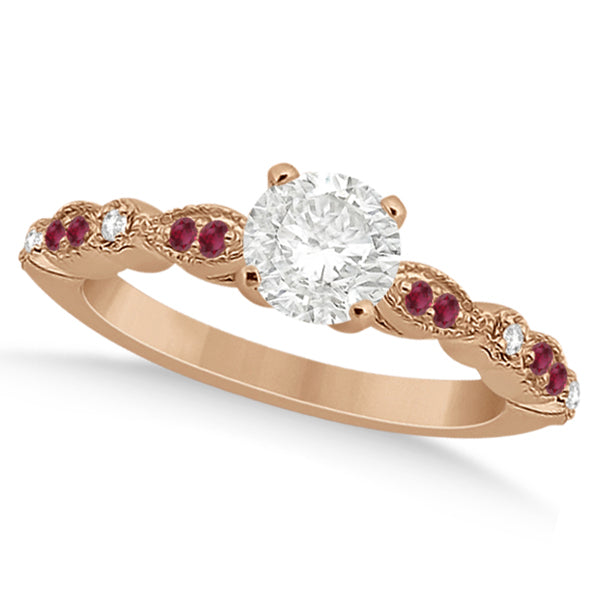 Ruby & Diamond Marquise Engagement Ring 18k Rose Gold (0.20ct)