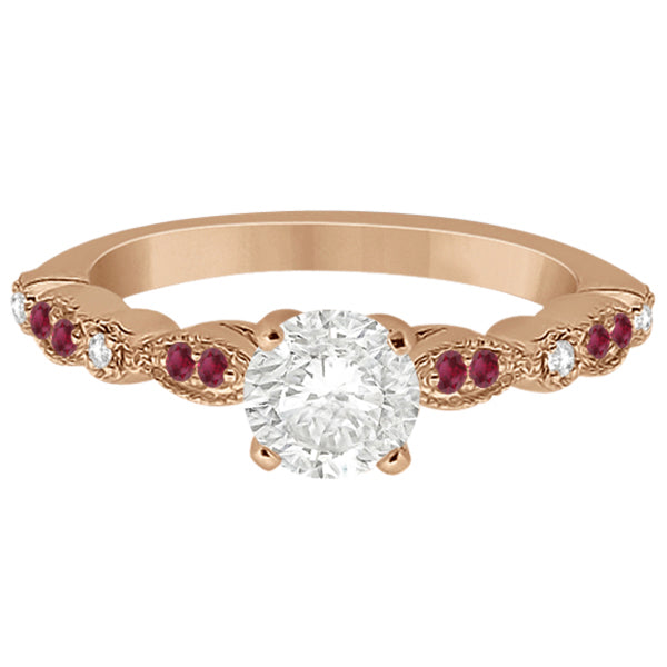 Ruby & Diamond Marquise Engagement Ring 18k Rose Gold (0.20ct)