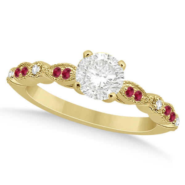 Ruby & Diamond Marquise Engagement Ring 18k Yellow Gold (0.20ct)