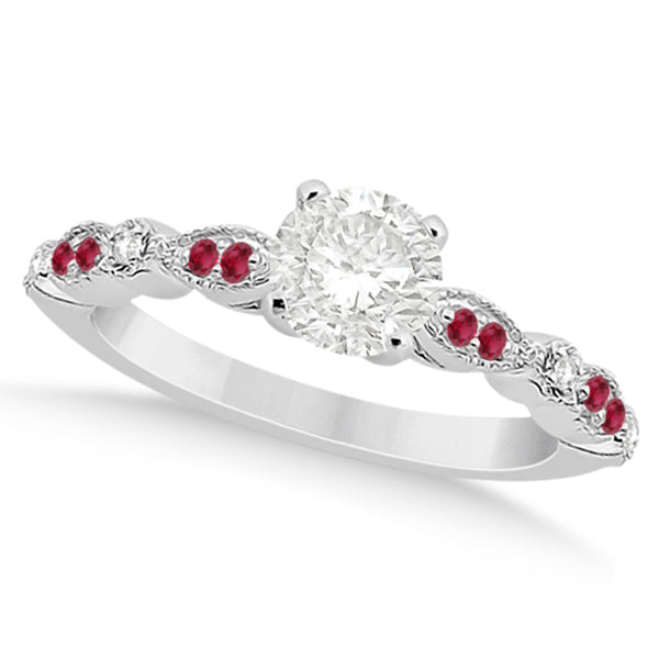 Ruby & Diamond Marquise Engagement Ring Platinum (0.20ct)