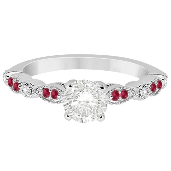 Ruby & Diamond Marquise Engagement Ring Platinum (0.20ct)