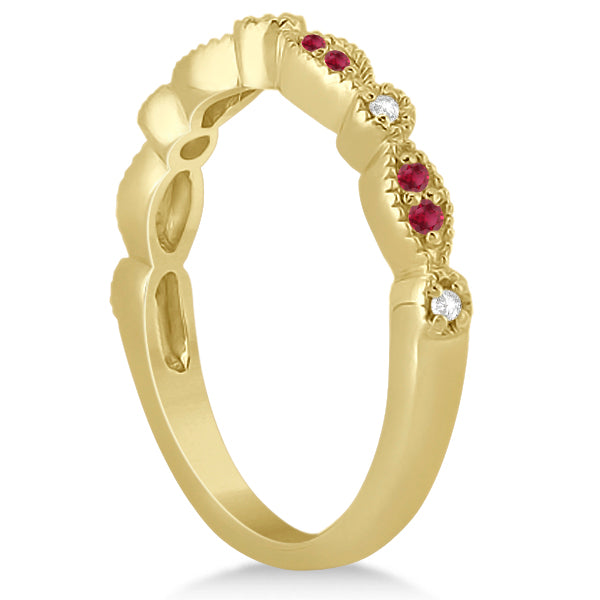 Ruby & Diamond Marquise Bridal Set 14k Yellow Gold (0.41ct)