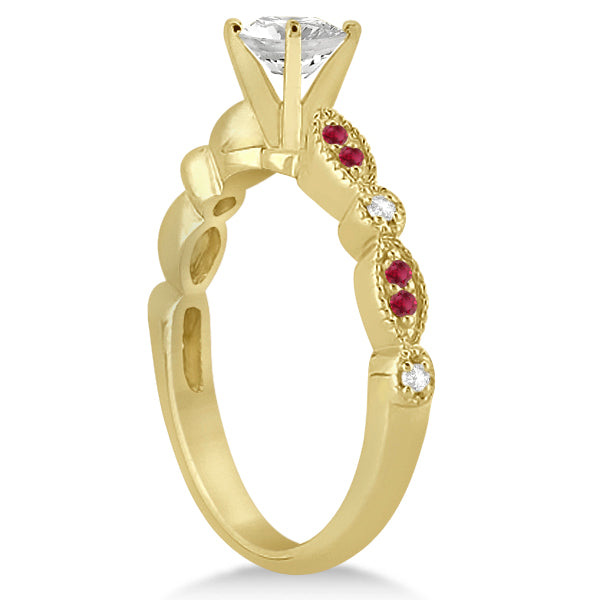 Ruby & Diamond Marquise Bridal Set 18k Yellow Gold (0.41ct)