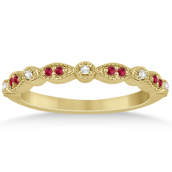 Ruby & Diamond Marquise Bridal Set 18k Yellow Gold (0.41ct)
