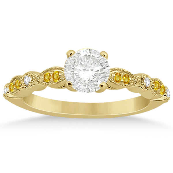 Yellow Sapphire Diamond Marquise Engagement Ring 14k Yellow Gold 0.24
