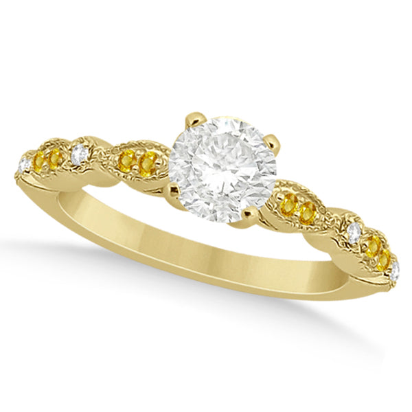 Yellow Sapphire Diamond Marquise Engagement Ring 14k Yellow Gold 0.24