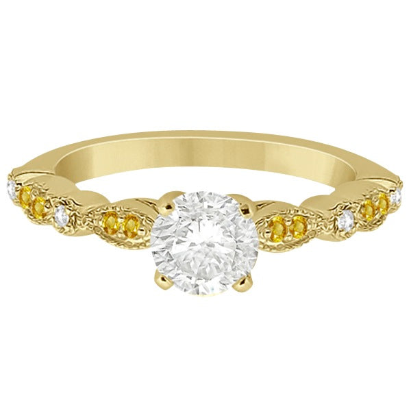 Yellow Sapphire Diamond Marquise Engagement Ring 14k Yellow Gold 0.24