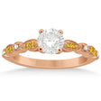 Yellow Sapphire Diamond Marquise Engagement Ring 18k Rose Gold 0.24