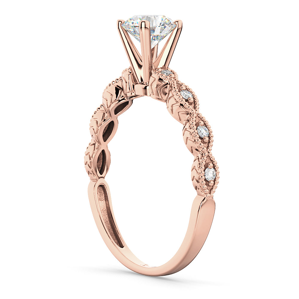Petite Antique-Design Diamond Engagement Ring 14k Rose Gold (0.50ct)