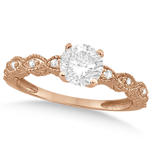 Petite Antique-Design Lab Diamond Engagement Ring 14k Rose Gold (0.75ct)