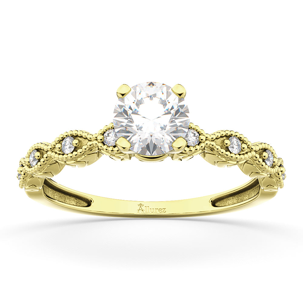 Petite Antique-Design Diamond Engagement Ring 14k Yellow Gold (1.00ct)
