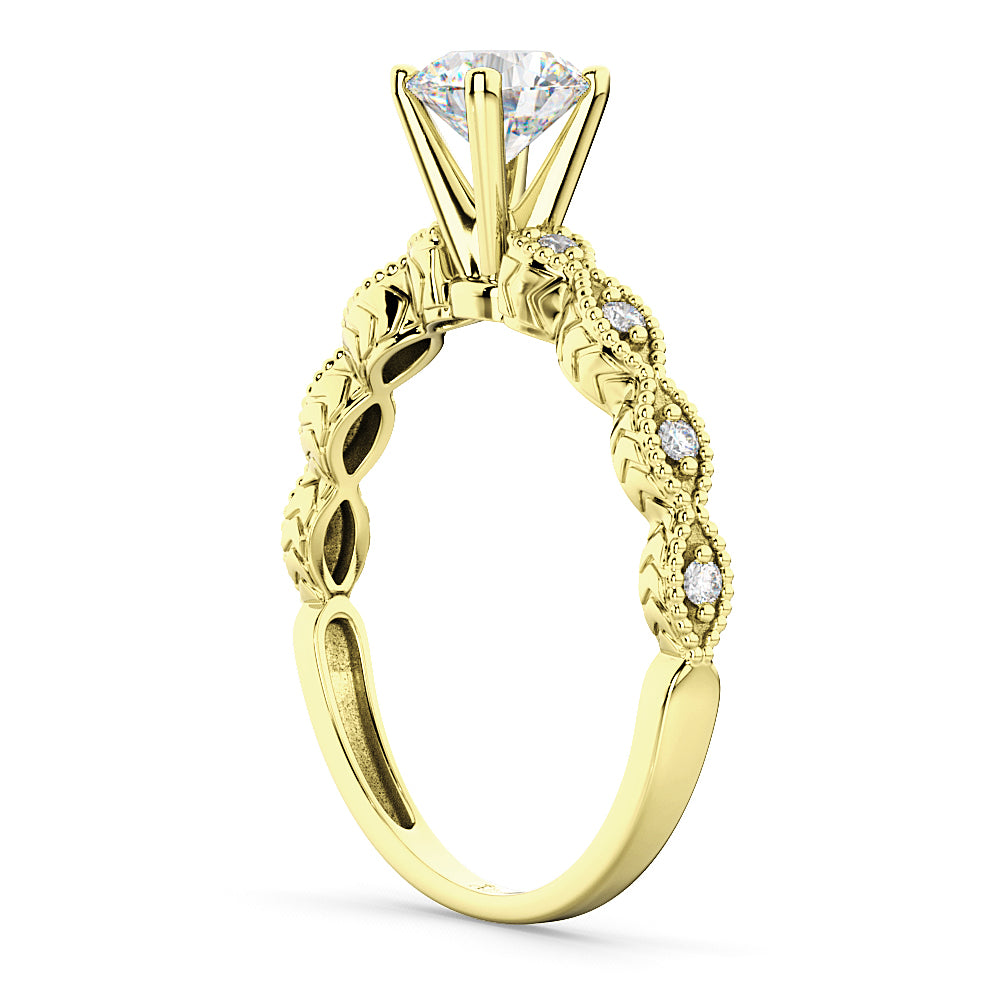 Petite Antique-Design Diamond Engagement Ring 14k Yellow Gold (1.00ct)