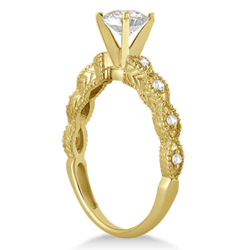 Marquise Antique Lab Diamond Engagement Ring in 14k Yellow Gold (1.00ct)