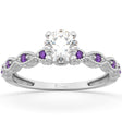 Vintage Lab Diamond & Amethyst Engagement Ring 14k White Gold 1.50ct