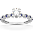Vintage Lab Diamond & Blue Sapphire Engagement Ring Platinum 0.50ct
