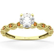 Vintage Lab Diamond & Citrine Engagement Ring 18k Yellow Gold 1.00ct