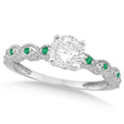 Vintage Lab Diamond & Emerald Engagement Ring Platinum 1.00ct