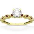 Vintage Lab Diamond & Garnet Engagement Ring 14k Yellow Gold 1.50ct