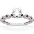 Vintage Lab Diamond & Garnet Engagement Ring Palladium 0.75ct