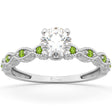 Vintage Diamond & Peridot Engagement Ring 18k White Gold 0.75ct