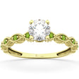 Vintage Diamond & Peridot Engagement Ring 18k Yellow Gold 0.75ct