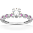 Vintage Lab Diamond & Pink Sapphire Engagement Ring Palladium 1.00ct