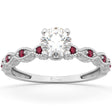 Vintage Lab Grown Diamond & Ruby Engagement Ring 14k White Gold 1.50ct