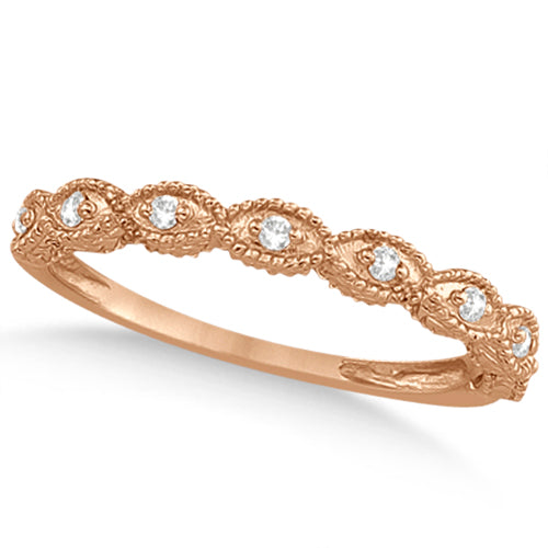 Petite Antique-Design Lab Diamond Bridal Set in 14k Rose Gold (0.58ct)