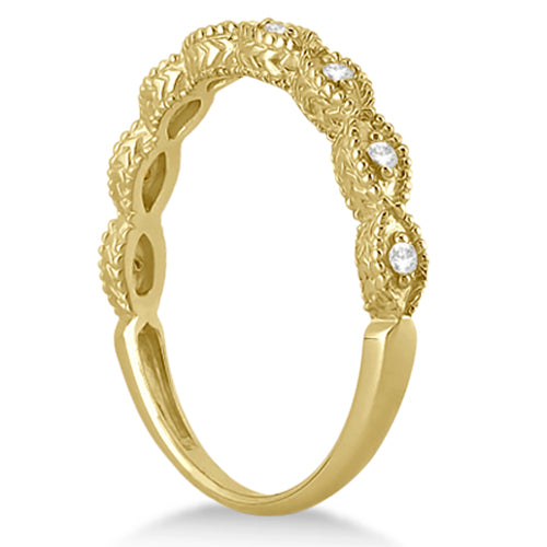 Petite Antique-Design Diamond Bridal Set in 14k Yellow Gold (1.08ct)