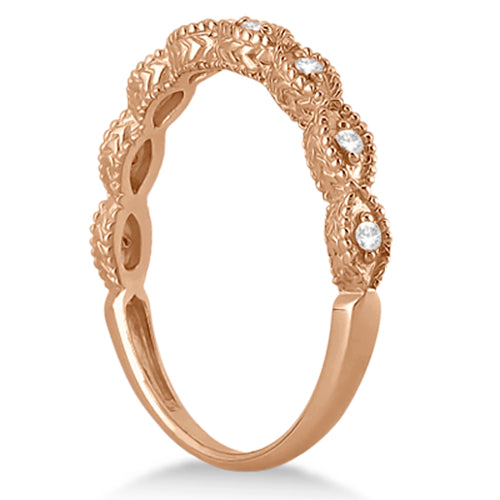 Petite Antique-Design Lab Diamond Bridal Set in 14k Rose Gold (1.08ct)