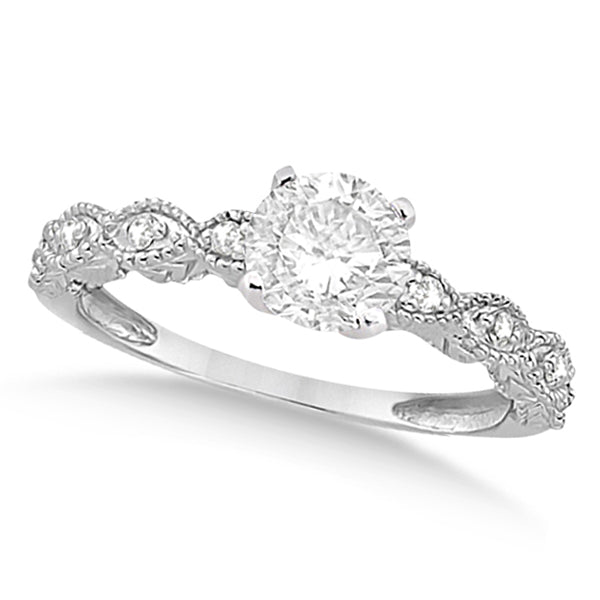 Petite Antique-Design Lab Diamond Bridal Set in 14k White Gold (2.58ct)