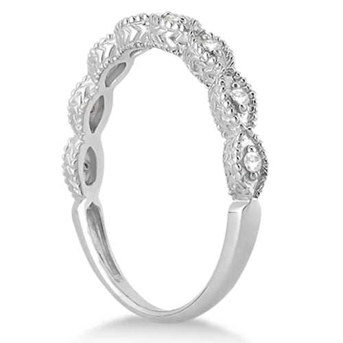 Petite Antique-Design Lab Diamond Bridal Set in 14k White Gold (3.08ct)