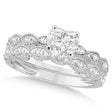 Heart-Cut Antique Style Lab Diamond Bridal Set in 14k White Gold (0.58ct)